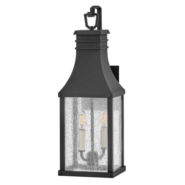 Hinkley Lighting - Beacon Hill - HK-BEACON-HILL-M-MB - Black Clear Seeded Glass 2 Light IP44 Outdoor Half Lantern Wall Light