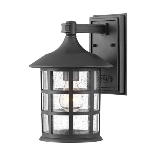 Hinkley Lighting - Freeport - HK-FREEPORT2-M-TBK - Black Clear Seeded Glass IP44 Outdoor Wall Light