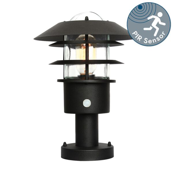 Elstead Lighting - Helsingor - HELSINGOR-PIR-PED-BK - Black Clear Glass IP44 Outdoor Post Light