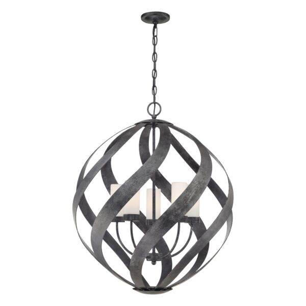 Quintiesse - Blacksmith - QN-BLACKSMITH-5P-OBK - Black Opal Glass 5 Light IP44 Outdoor Ceiling Pendant Light