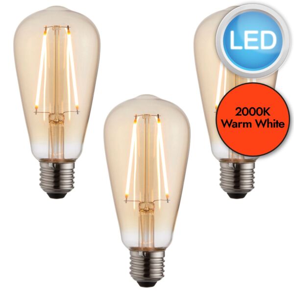 Endon Lighting - Set of 3 Pear - 77107 - LED E27 ES - Filament Light Bulbs - 64mm dia