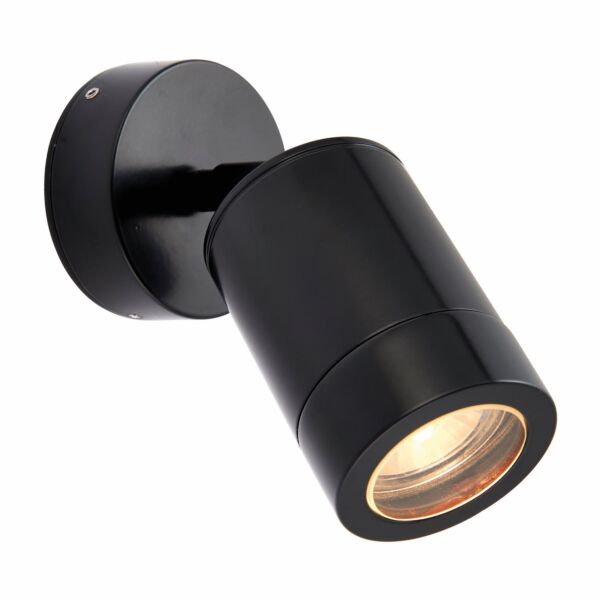 Saxby Lighting - Odyssey - 78667 - Black Clear Glass IP65 Outdoor Wall Spotlight