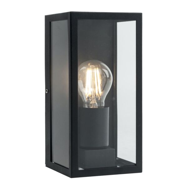 Mansfield - Black with Clear Glass IP44 Outdoor Flush Wall Light