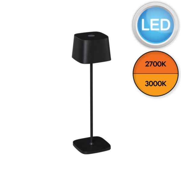 Konstsmide - Capri - 7814-750 - LED Black IP54 Battery Outdoor Portable Lamp