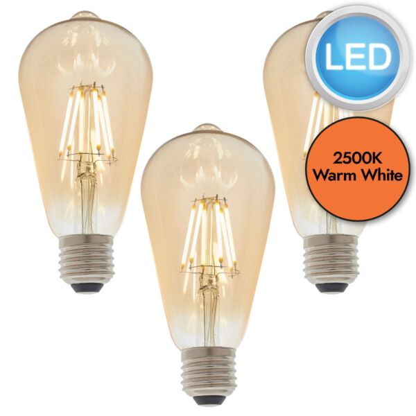 Endon Lighting - Set of 3 Pear - 93032 - LED E27 ES - Filament Light Bulbs - 64mm dia