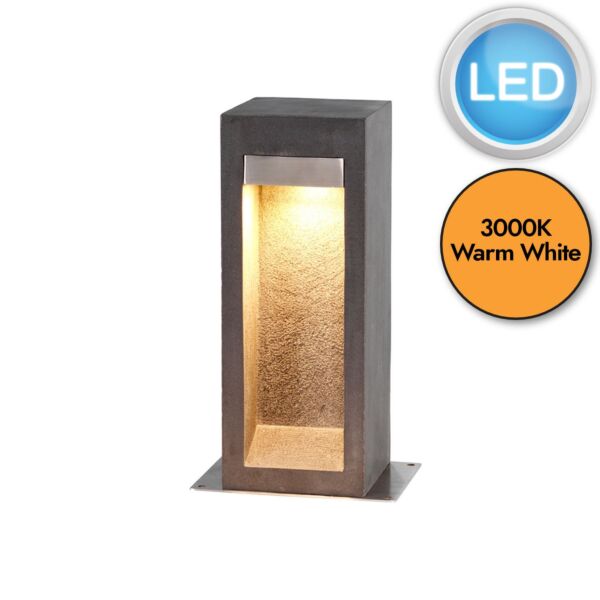 Elstead Lighting - Parkstone - PARKSTONE-BOL-B - LED Basalt Stone Stainless Steel IP55 Outdoor Post Light