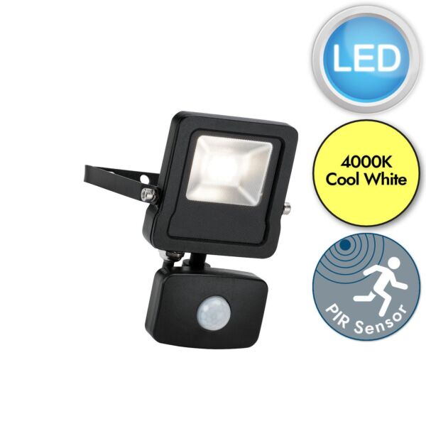 Saxby Lighting - Surge - 78963 - LED Black Clear Glass IP44 10W Outdoor Sensor Floodlight