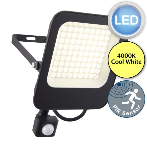 Saxby Lighting - Guard PIR Override - 108675 - LED Black Clear Glass IP65 Outdoor Sensor Floodlight