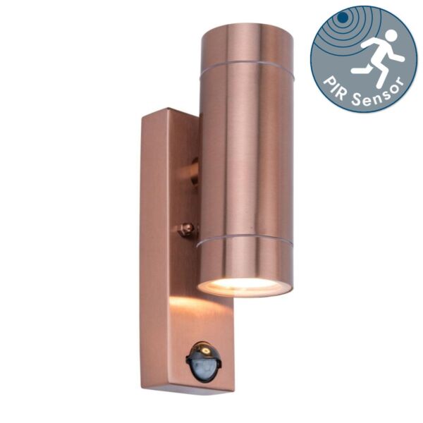 Lutec - Rado - 5510809306 - Copper Clear Glass 2 Light IP44 Outdoor Sensor Wall Light