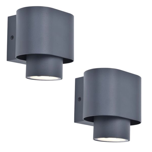 Set of 2 Cypres - Dark Grey Clear Glass IP44 Outdoor Wall Washer Lights