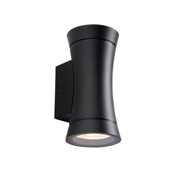 Saxby Lighting - Camber - 95554 - Black Clear Glass 2 Light IP44 Outdoor Wall Washer Light