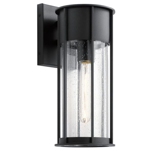 Kichler Lighting - Camillo - KL-CAMILLO-M-TBK - Black Clear Seeded Glass IP44 Outdoor Wall Light