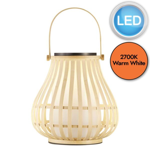 Nordlux - Leo To-Go - 2118095062 - LED Brown Bamboo Opal Glass IP44 Solar Outdoor Portable Lamp