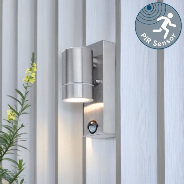 Rado - Stainless Steel IP44 Outdoor Motion Sensor Down GU10 Wall Light