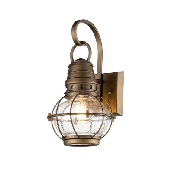 Kichler Lighting - Bridgepoint - KL-BRIDGEPOINT-S-NBR - Natural Brass Clear Seeded Glass IP44 Outdoor Wall Light