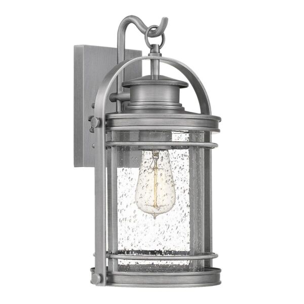 Quintiesse - Booker - QN-BOOKER-M-IA - Industrial Aluminium Clear Seeded Glass IP44 Outdoor Wall Light