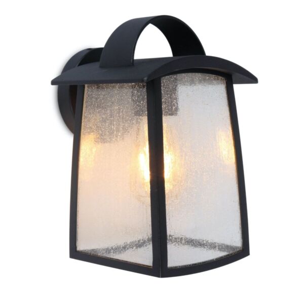 Lutec - Kelsey - 5273601012 - Black Clear Seeded Glass IP44 Outdoor Wall Light