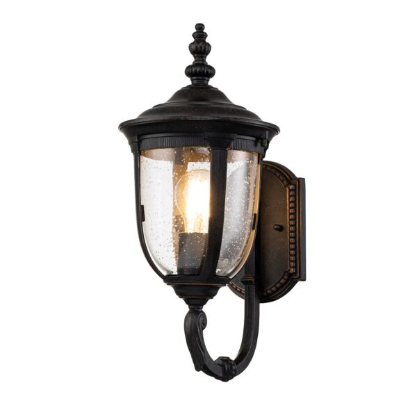 Elstead Lighting - Cleveland - CL1-S - Weathered Bronze Clear Seeded Glass IP44 Outdoor Wall Light