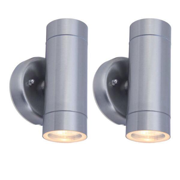 Set of 2 Rado - Stainless Steel Clear Glass 2 Light IP44 Outdoor Wall Washer Lights