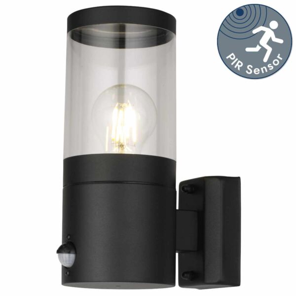 Storm - Black IP44 Outdoor Motion Sensor Wall Light