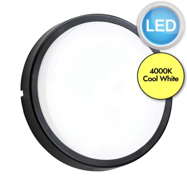 Saxby Lighting - Rond - 78851 & 78622 - LED Black Opal IP54 Plain Bezel Outdoor Bulkhead Light