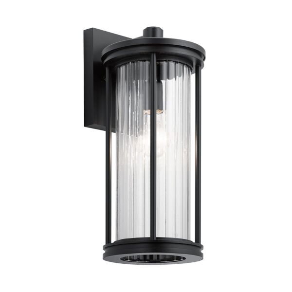 Kichler Lighting - Barras - KL-BARRAS2-M-BK - Black Clear Glass IP44 Outdoor Wall Light