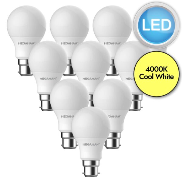 10 x 8.6W LED B22 Light Bulbs - Cool White