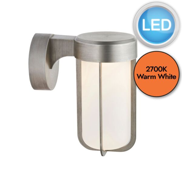 Bothy - Brushed Silver Outdoor LED Wall Light Frosted Glass