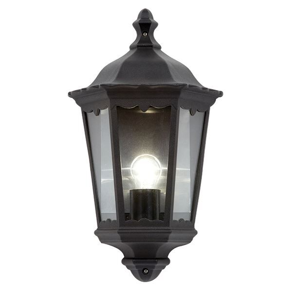 Endon Lighting - Burford - 76547 - Black Clear Glass IP44 Outdoor Wall Light