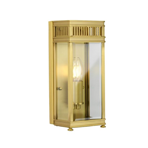 Elstead Lighting - Holborn - HL7-S-BB - Brushed Brass Clear Glass IP44 Outdoor Half Lantern Wall Light