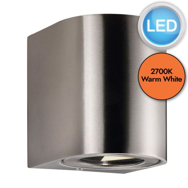 Nordlux - Canto 2 - 49701034 - LED Stainless Steel Clear Glass 2 Light IP44 Outdoor Wall Washer Light