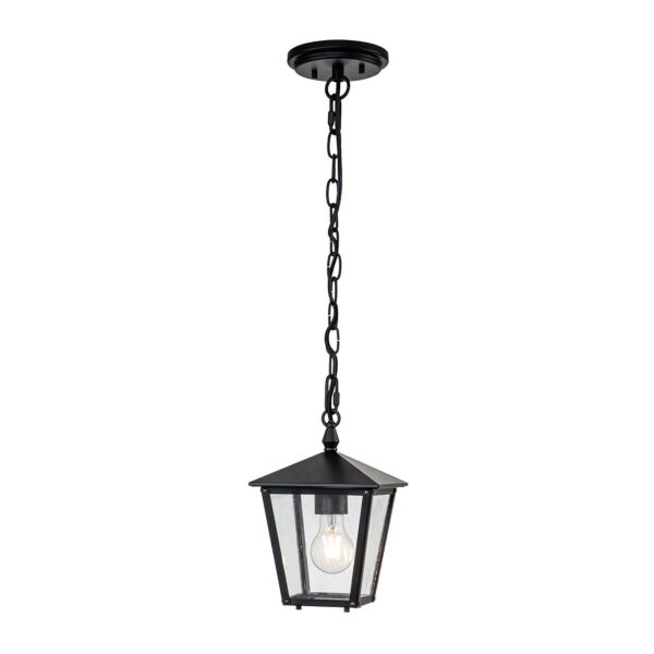 Hinkley Lighting - Huntersfield - HK-HUNTERSFIELD8-S-BK - Black Clear Seeded Glass IP44 Outdoor Ceiling Pendant Light