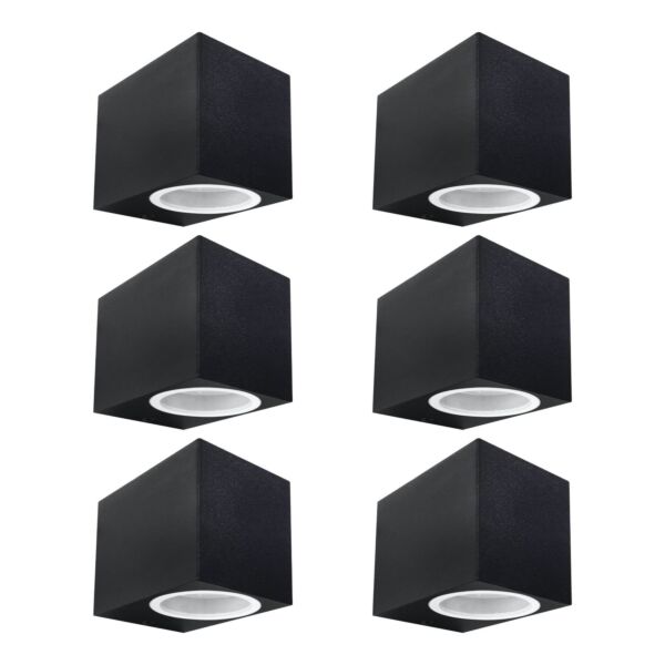 Set of 6 Falmouth - Black Downwards Outdoor IP44 Wall Light