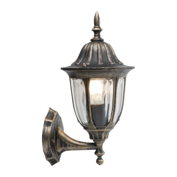 Durham - Black with Brushed Gold IP44 Outdoor Lantern Style Wall Light