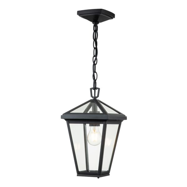 Quintiesse - Alford Place - QN-ALFORD-PLACE8-S-MB - Black Clear Glass IP44 Outdoor Ceiling Pendant Light