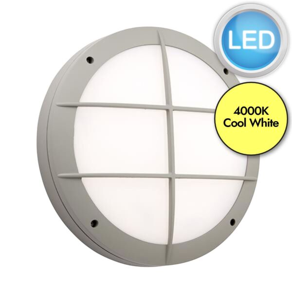 Saxby Lighting - Luik - 61652 & 61651 - LED Grey Opal 18w Gear Tray Grill Casing Outdoor Bulkhead Light