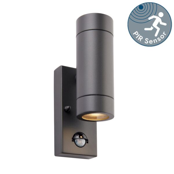 Saxby Lighting - Palin - 94793 - Anthracite Clear Glass 2 Light IP44 Outdoor Sensor Wall Light