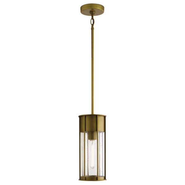 Kichler Lighting - Camillo - KL-CAMILLO-P-PNBR - Natural Brass Clear Seeded Glass IP44 Outdoor Ceiling Pendant Light