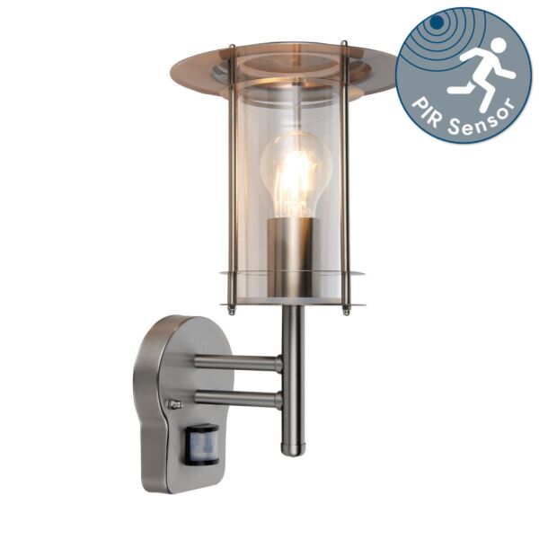 Saxby Lighting - York - 4479782 - Stainless Steel Clear IP44 Outdoor Sensor Wall Light