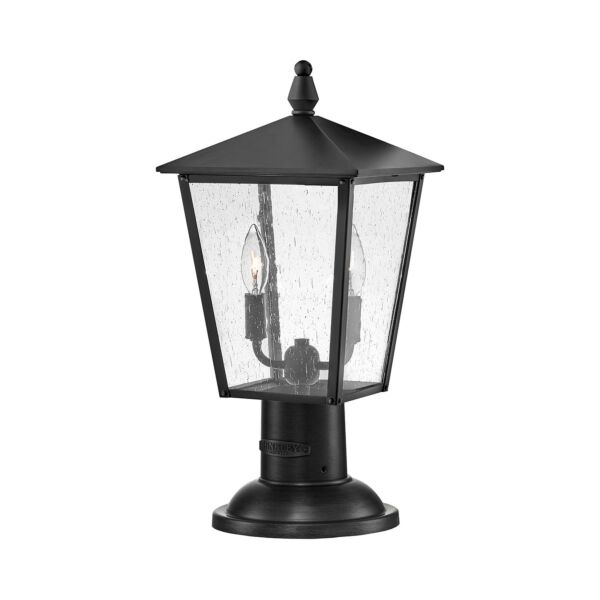 Hinkley Lighting - Huntersfield - HK-HUNTERSFIELD3-M-BK - Black Clear Seeded Glass 2 Light IP44 Outdoor Post Light