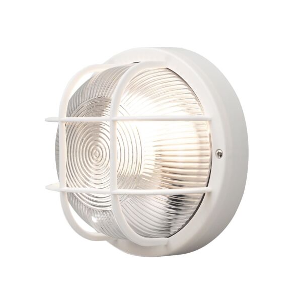 Konstsmide - Mantova - 7651-200 - White Clear Ribbed Glass IP44 Outdoor Bulkhead Light