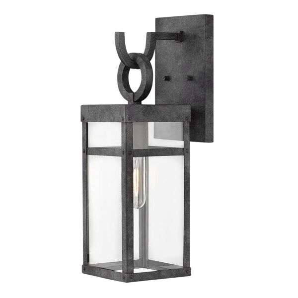 Quintiesse - Porter - QN-PORTER-M-DZ - Aged Zinc Clear Glass IP44 Outdoor Wall Light