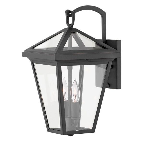 Quintiesse - Alford Place - QN-ALFORD-PLACE2-S-MB - Black Clear Glass 2 Light IP44 Outdoor Wall Light