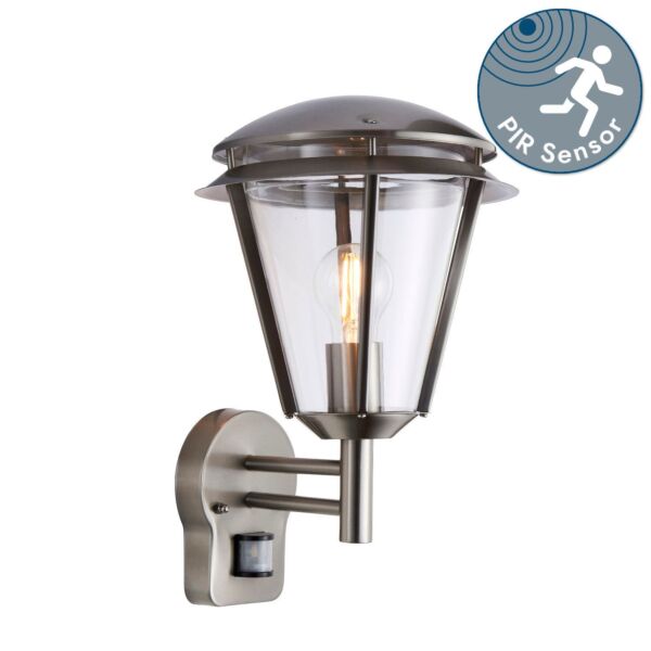 Saxby Lighting - Inova - 49945 - Stainless Steel Clear IP44 Outdoor Sensor Wall Light