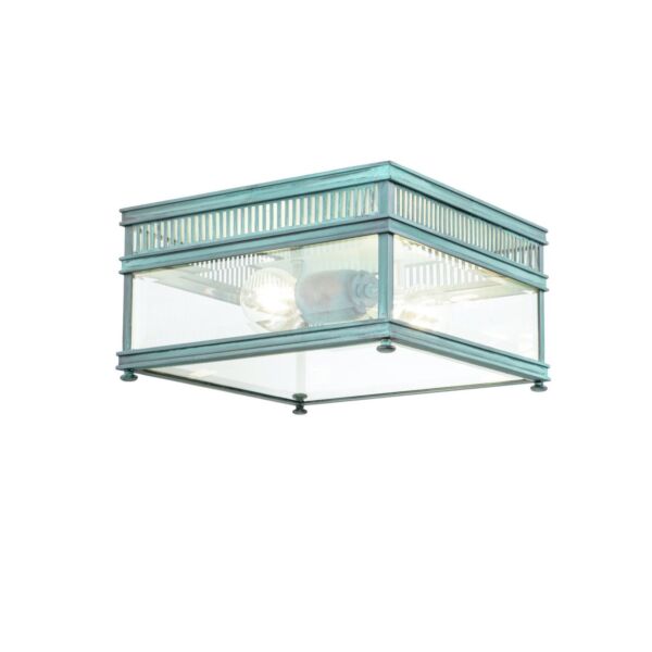 Elstead Lighting - Holborn - HOLBORN-F-VDG - Verdigris Clear Glass 2 Light IP44 Coastal Resistant Outdoor Ceiling Flush Light