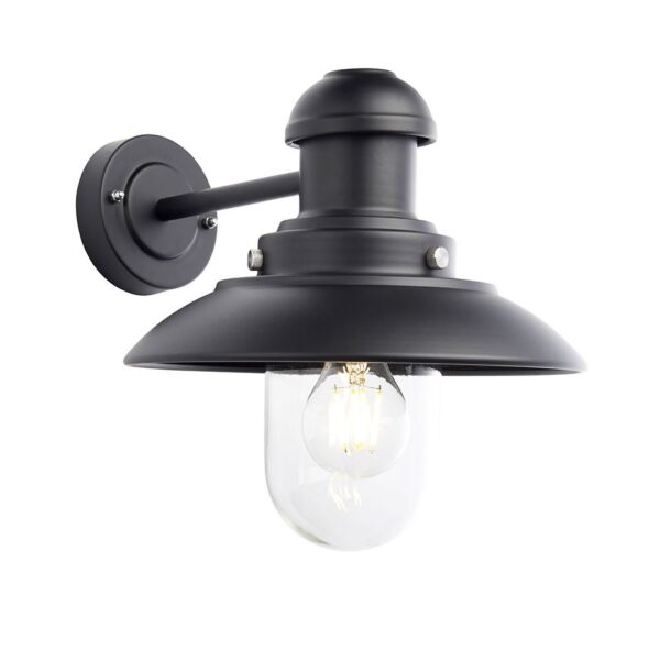 Endon Lighting - Hereford - 95982 - Black Clear Glass IP44 Outdoor Wall Light