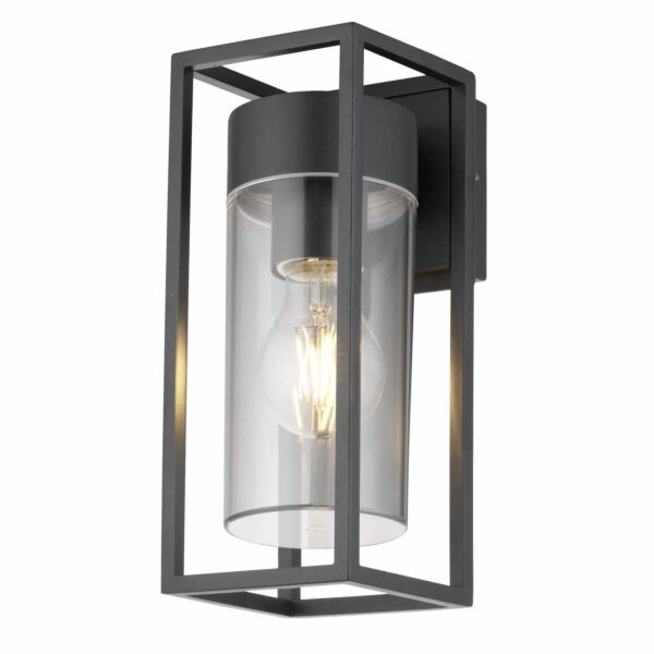 Hale - Black with Clear PC IP44 Outdoor Wall Light