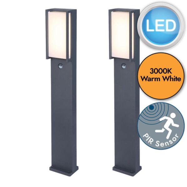 Set of 2 Qubo - 18W LED Dark Grey Opal IP54 Outdoor Post Lights