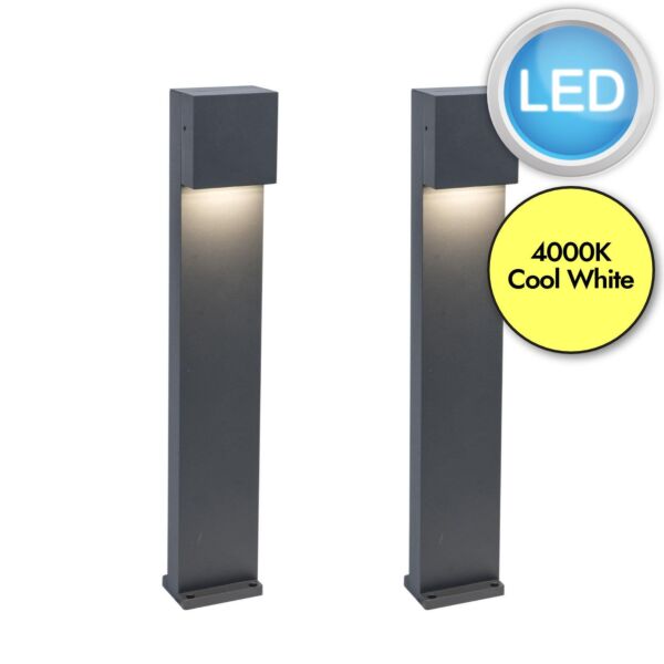 Set of 2 Gemini XF - LED Dark Grey Clear Glass IP54 Outdoor Post Lights