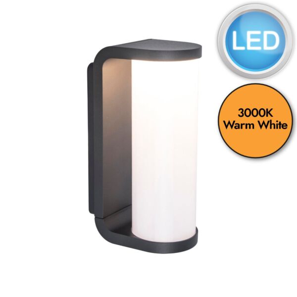 Lutec - Adalyn - 5193602118 - LED Dark Grey Opal IP44 Outdoor Wall Light